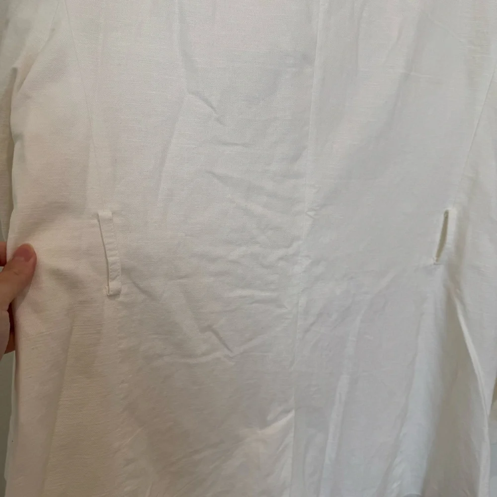 GAP Linen Blend White Double-Breasted Tie Waist Blazer - Picture 11 of 11
